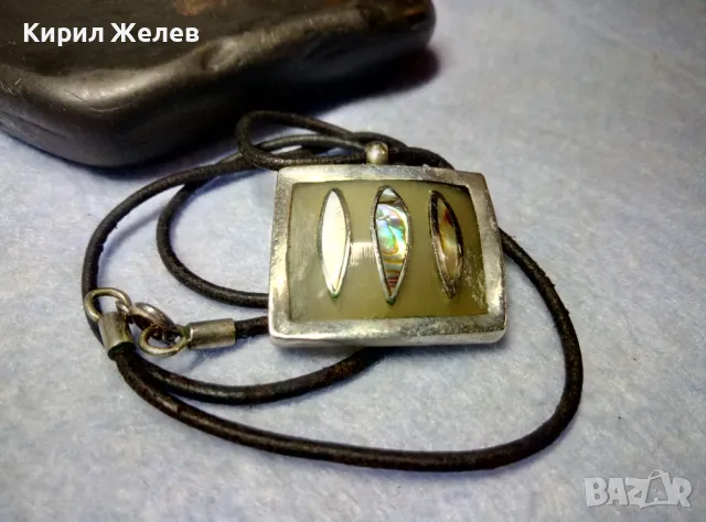 СТАРО КОЛИЕ УНИКАТ КОСТ с РЪЧНО ИНКРУСТИРАН КРАЛСКИ СЕДЕФ в МЕЛХИОРЕН ОБКОВ ЧАСТ от КОМПЛЕКТ 50120, снимка 10 - Антикварни и старинни предмети - 49885936