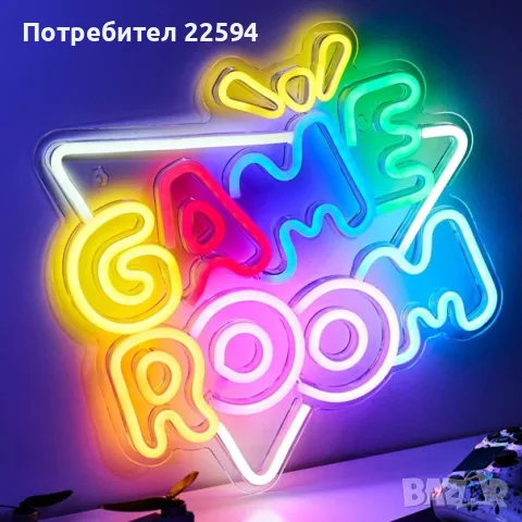 NELUX неонов знак за декорация на игрална стая с димер – USB свързване
