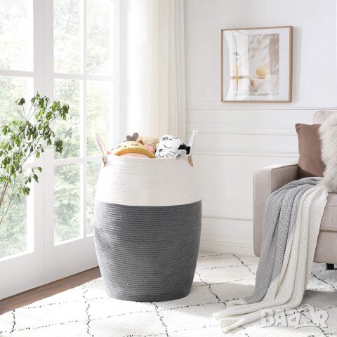 SONGMICS, Памучна кошница за пране 125L за играчки Дрехи Одеяла и.др, снимка 4 - Други - 40056713