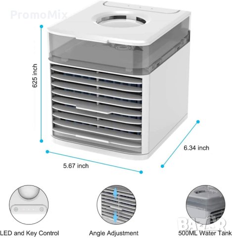 Мини въздушен охладител Basein Nexfan-01 air cooler 10W 3 скорости вентилатор с вода LED светлини пр, снимка 5 - Вентилатори - 41954720