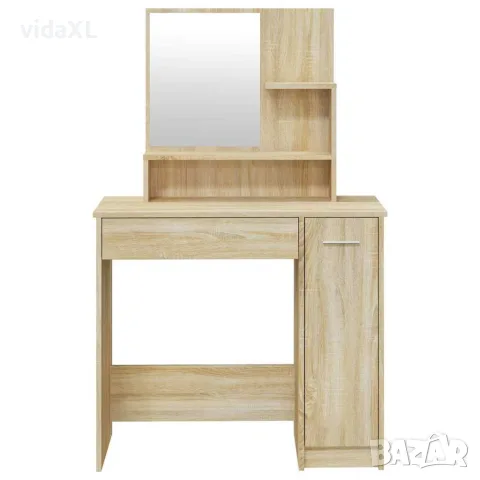 vidaXL Тоалетка с огледало, дъб сонома, 86,5x35x136 см, снимка 6 - Тоалетки - 56147805