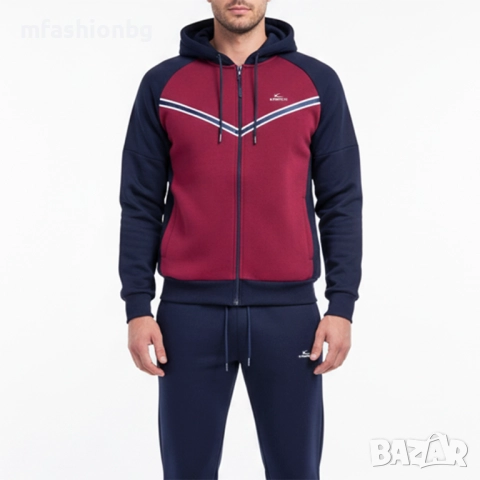 Ватиран мъжки екип с качулка, 5 цвята, Размери от М до 3XL, снимка 2 - Спортни дрехи, екипи - 52409921