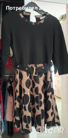 Нова орг.рокля черно със златно - S размер!, снимка 2 - Рокли - 53436602