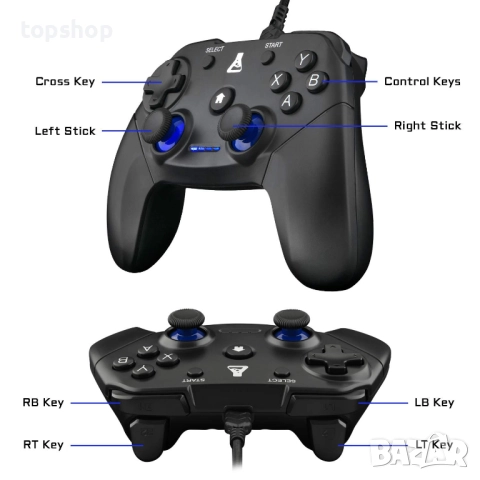 Нов джойстик, геймърски контролер с кабел THE G-LAB K-Pad Thorium, PC, PS3, USB, Черен  , снимка 2 - Аксесоари - 52618037