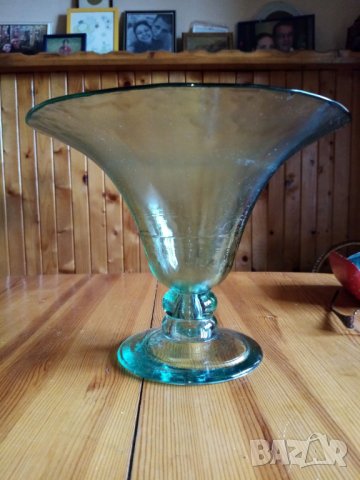 Стъклен съд, ваза, бонбониера, икебана, снимка 1