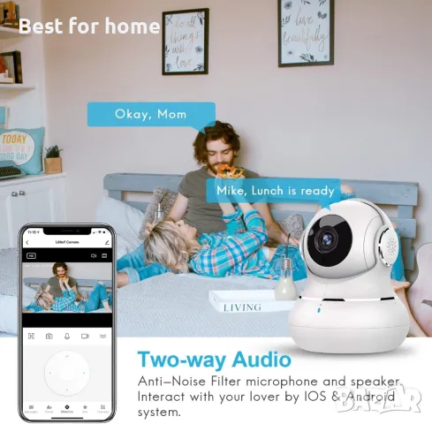 LItokam Wifi въртящи се камери- 2 бр. 2K, снимка 9 - IP камери - 47508825