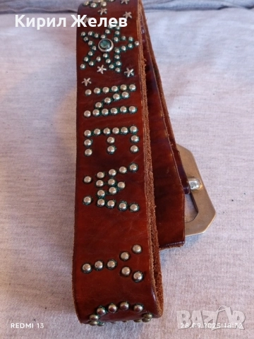 Марков кожен колан Арт с капси и кристали NEW YORK 26519, снимка 9 - Колани - 51869461