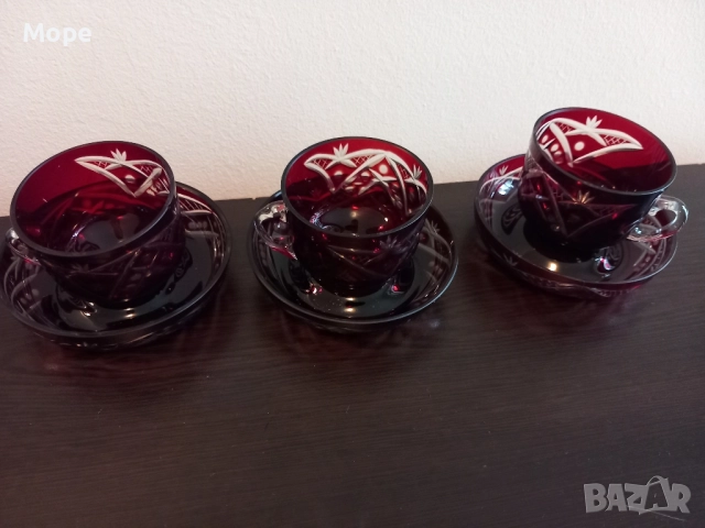 Кристални чаши червен кристал , снимка 8 - Чаши - 51552533