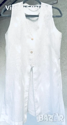 Бял ленен елек, снимка 3 - Корсети, бюстиета, топове - 50578592