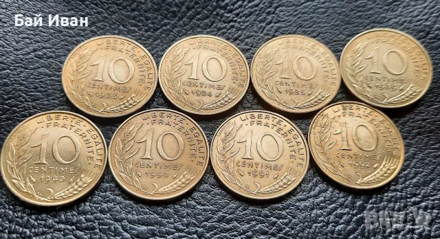 Лот монети 10 сантима различни години Франция /4/- прекрасни !, снимка 12 - Нумизматика и бонистика - 49654976