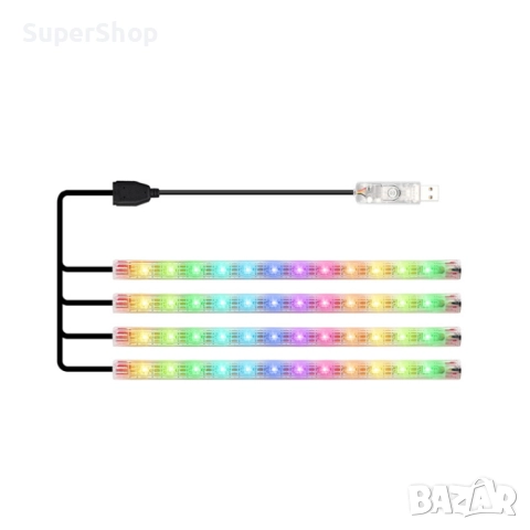 RGB LED Диодна лента за автомобил 4бр  управление от телефон ленти USB, снимка 6 - Аксесоари и консумативи - 52120892