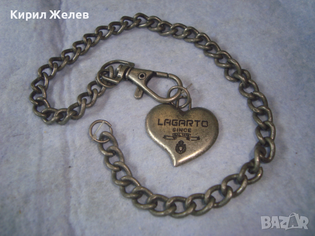 ПОСРЕБРЕН СТОМАНЕН АРТ КЮСТЕК СИНДЖИРЧЕ МАРКОВА ВЕРИЖКА с ВИСУЛКА СЪРЧИЦЕ КЛЮЧОДЪРЖАТЕЛ 26162, снимка 4 - Други - 36225014