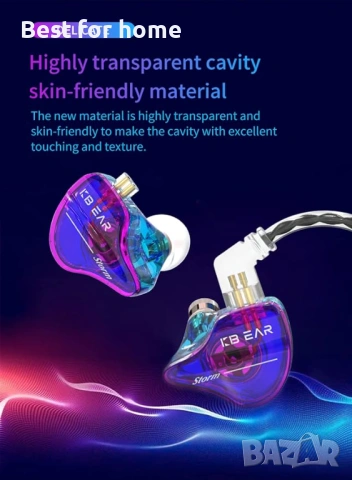 YINYOO KBEAR Storm Професионални слушалки за в ушите за певци, барабанисти,музиканти и др., снимка 4 - Слушалки и портативни колонки - 53370421