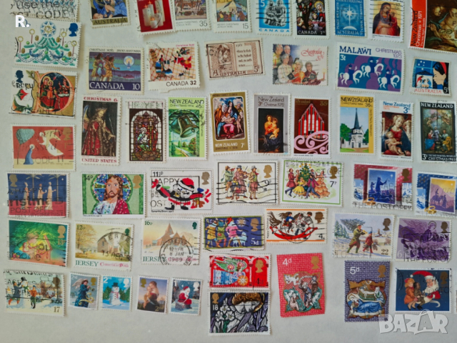 Пощенски марки Рождество / Коледаоколо 100бр, снимка 4 - Филателия - 53126244