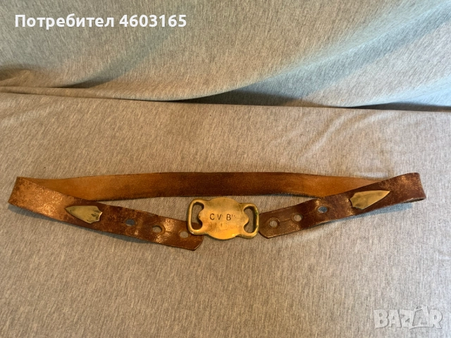 стар кожен колан с месингива катарама и декорации, снимка 5 - Антикварни и старинни предмети - 52134604