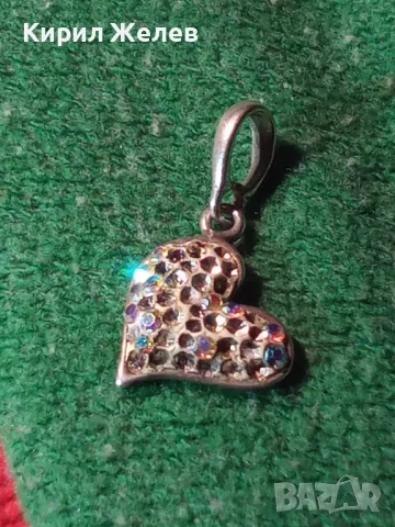 РОМАНТИЧЕН ЕМАЙЛИРАН КРИСТАЛЕН СРЕБЪРЕН МЕДАЛЬОН СЪРЧИЦЕ СРЕБРО 925 ПРОБА АРТ ПЕНДАНТ 45719, снимка 12 - Колиета, медальони, синджири - 46231835