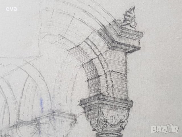 Майсторска рисунка Тома Петров(1908-1972) Синодалната палата 1946година, снимка 6 - Картини - 36004273