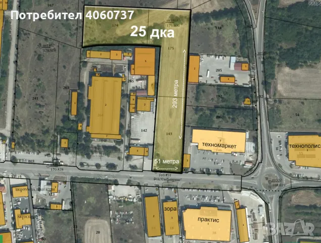 Продавам 25 дка парцел в регулация на бул. Съединение срещу Практис