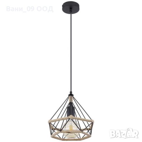Висяща лампа от метал и въже, снимка 2 - Лампи за таван - 40921565