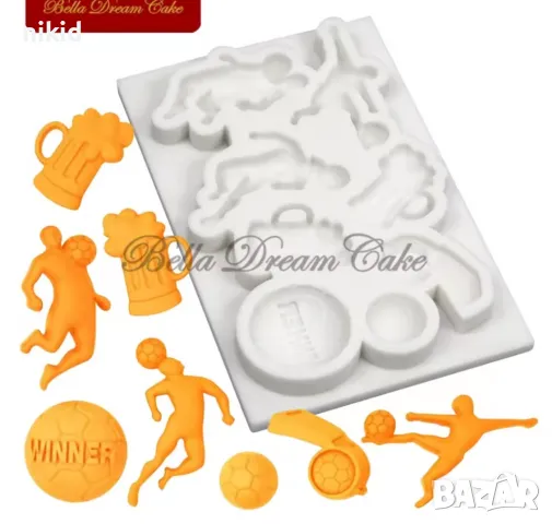Футбол топка свирка Халба бира силиконов молд форма фондан шоколад гипс декор, снимка 5 - Форми - 49536989