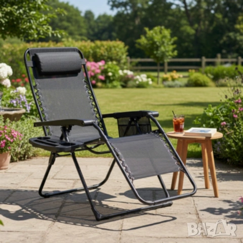 Сгъваем градински шезлонг Zero Gravity - ефект на нулева гравитация за максимален релакс, снимка 4 - Други - 53813001