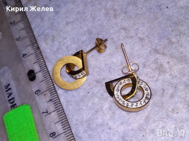 ЕФЕКТНИ МНОГО КРАСИВИ ФИНИ ПОЗЛАТЕНИ ФЕШЪН АРТ ОБЕЦИ с ИСКРЯЩИ ЦИРКОНИ и БЯЛ ЕМАЙЛ 38471, снимка 7 - Обеци - 41483759