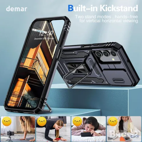 Калъф GOLDJU за Samsung Galaxy A15 5G с протектор за екрана, черен, снимка 6 - Калъфи, кейсове - 49128732