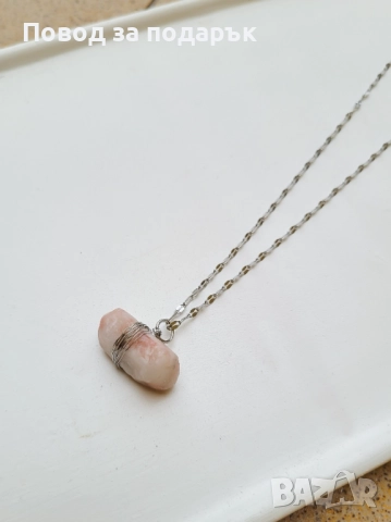 Колиета от неръждаема стомана и естествен кварц , снимка 6 - Колиета, медальони, синджири - 52660849