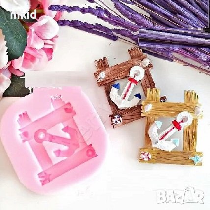 Дървени летви рамка с котва силиконов молд форма фондан гипс декор украса