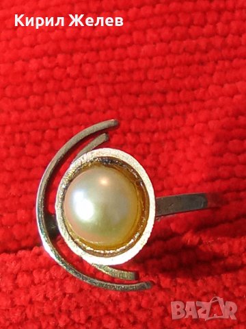 СРЕБЪРЕН ПЕРЛЕН РЕТРО АР НУВО СТИЛ ПРЪСТЕН СРЕБРО 925 с БЯЛА ПЕРЛА МАЙСТОРСКА ИЗРАБОТКА 26880, снимка 7 - Пръстени - 40756024