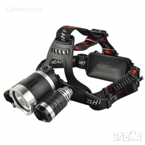 Троен фенер челник POLICE, 3xCREE T6 LED, мощен фенер за глава, снимка 1