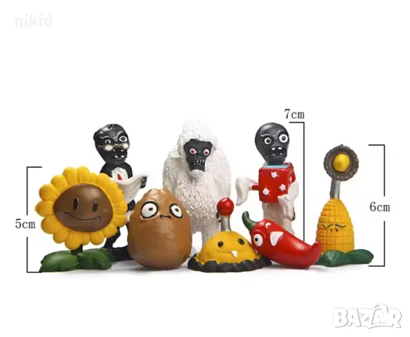 8 бр Plants vs Zombies Зомбита срещу растения пластмасови фигурки PVC за игра и украса торта играчки, снимка 2 - Фигурки - 48254670