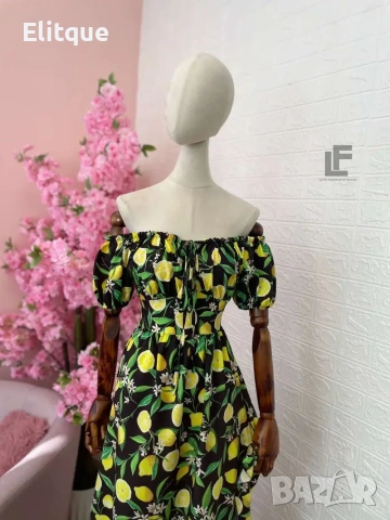 дълга лятна рокля с лимони , снимка 2 - Рокли - 53580495