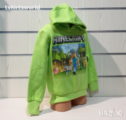 Нов детски суичър в зелен цвят с дигитален печат MINECRAFT, снимка 7 - Детски анцузи и суичери - 36353506