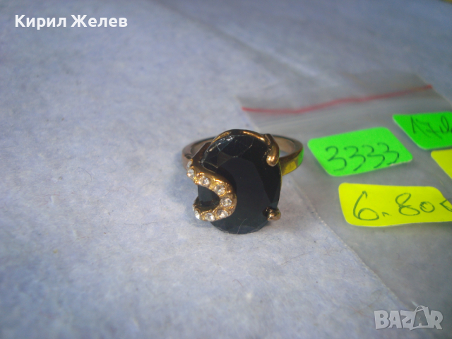 ЗЛАТИСТ СКЪПОЦЕНЕН с ИНКРУСТИРАНИ ЦИРКОНИ и ГОЛЯМ ФАСЕТИРАН ЧЕРЕН ОНИКС АРТ ПРЪСТЕН 3333, снимка 14 - Антикварни и старинни предмети - 36422343
