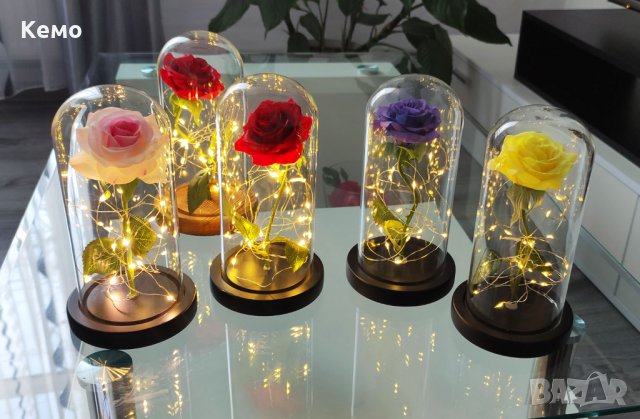 Роза в стъкленица с лед светлина, снимка 8 - Подаръци за жени - 27758639