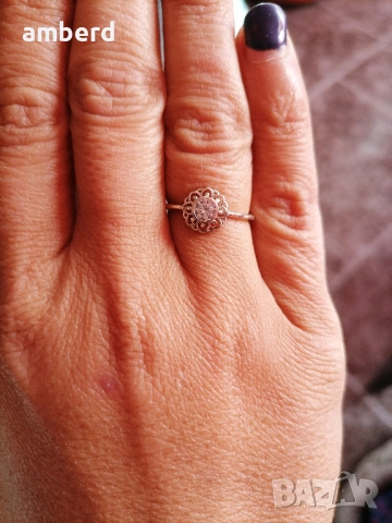 Нежен сребърен пръстен - модел R001А, снимка 4 - Пръстени - 53437015