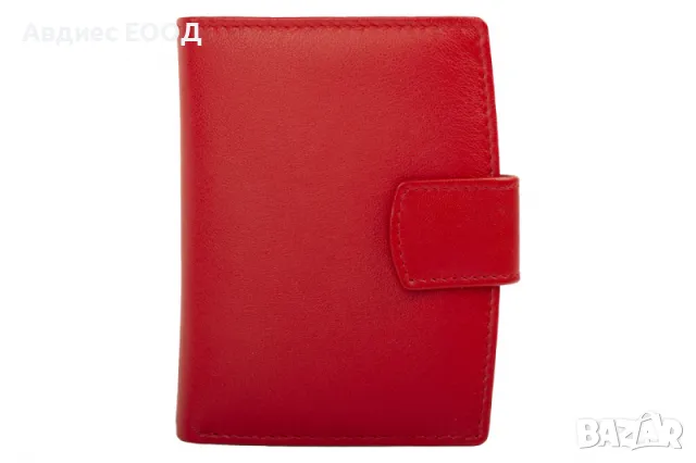 Червено портмоне естествена кожа с закопчаване, снимка 4 - Портфейли, портмонета - 48704780