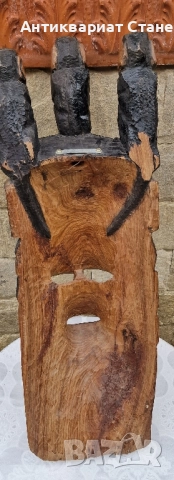 Тежка и масивна дървена маска – дялана изцяло от едно цяло дърво, снимка 18 - Декорация за дома - 51671198