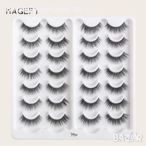 Комплект от 14 чифта 3D изкуствени мигли, имитация на норка - HZS247, снимка 7 - Декоративна козметика - 47698421