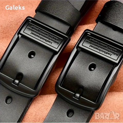 Мъжки кожени колани с двойна и квадратна катарама /Черна естест. кожа!, снимка 7 - Колани - 53769945