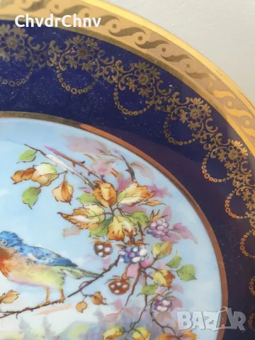 Limoges Rehausse Main 19см/Лимож стара френска колекционерска декоративна порцеланова чиния-картина, снимка 3 - Картини - 48044169