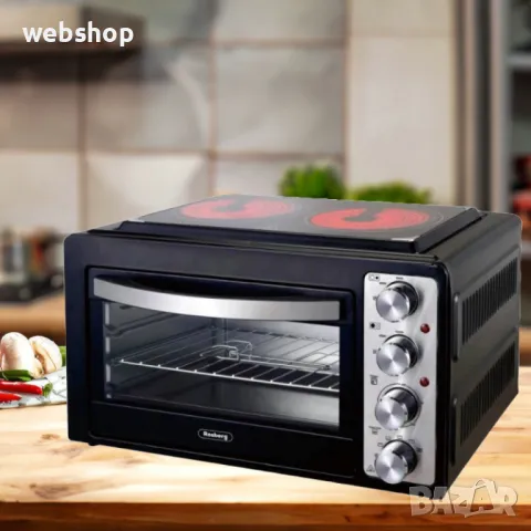 Комбинирана Готварска печка с два стъклокерамични котлона ROSBERG, Механично управление, снимка 2 - Печки, фурни - 49927506