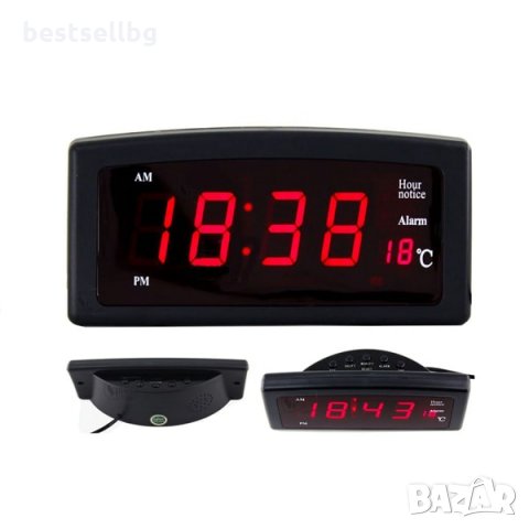 Електронен постоянно светещ часовник термометър големи цифри аларма