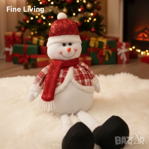 Декоративен коледен снежен човек с дълги крака – 80 см, снимка 5 - Декорация за дома - 52071202