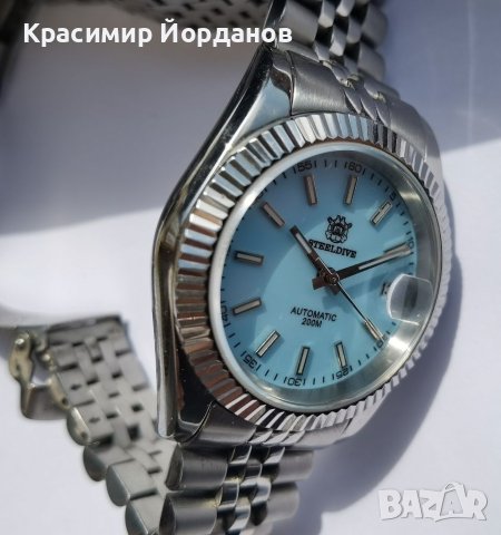 Rolex datejust automatik tifany blue diver 200 homage seiko nh 35 Steeldive, снимка 10 - Антикварни и старинни предмети - 41857626