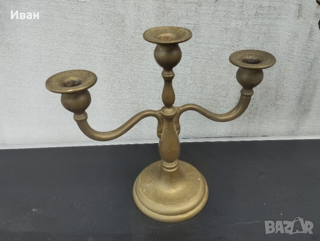 Месингов свещник 3ка, месингов свещник единичка , швейцарска хлопка , снимка 9 - Антикварни и старинни предмети - 51075409