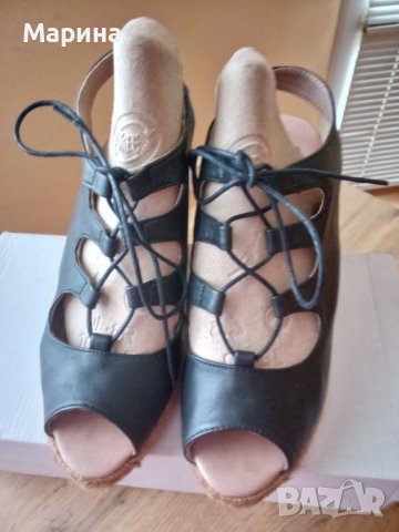 Дамски сандали тип еспадрили - естествена кожа 