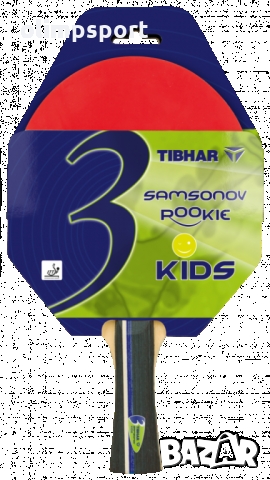 хилка за тенис  на маса нова tibhar  ROOKIE SAMSONOV KIDS   черна,червена гладки гуми 1,5мм play   i, снимка 1 - Тенис - 36086904