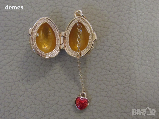 Фино дамско колие с висулка- Яйце Фаберже, ново, снимка 5 - Колиета, медальони, синджири - 53089208